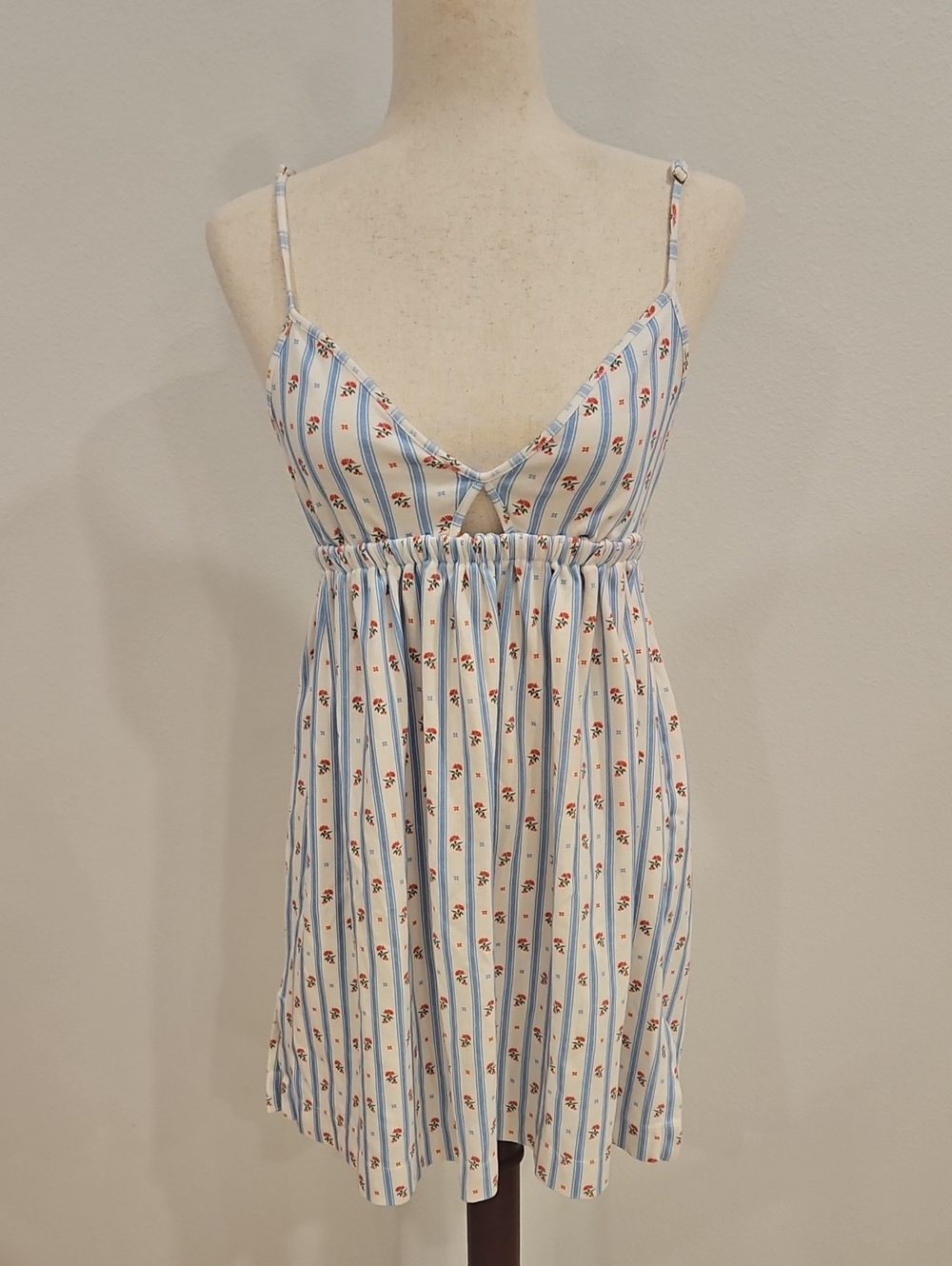 Hill House The Aurora Sleep Dress Blue Floral V-neck Mini Babydoll Size L
